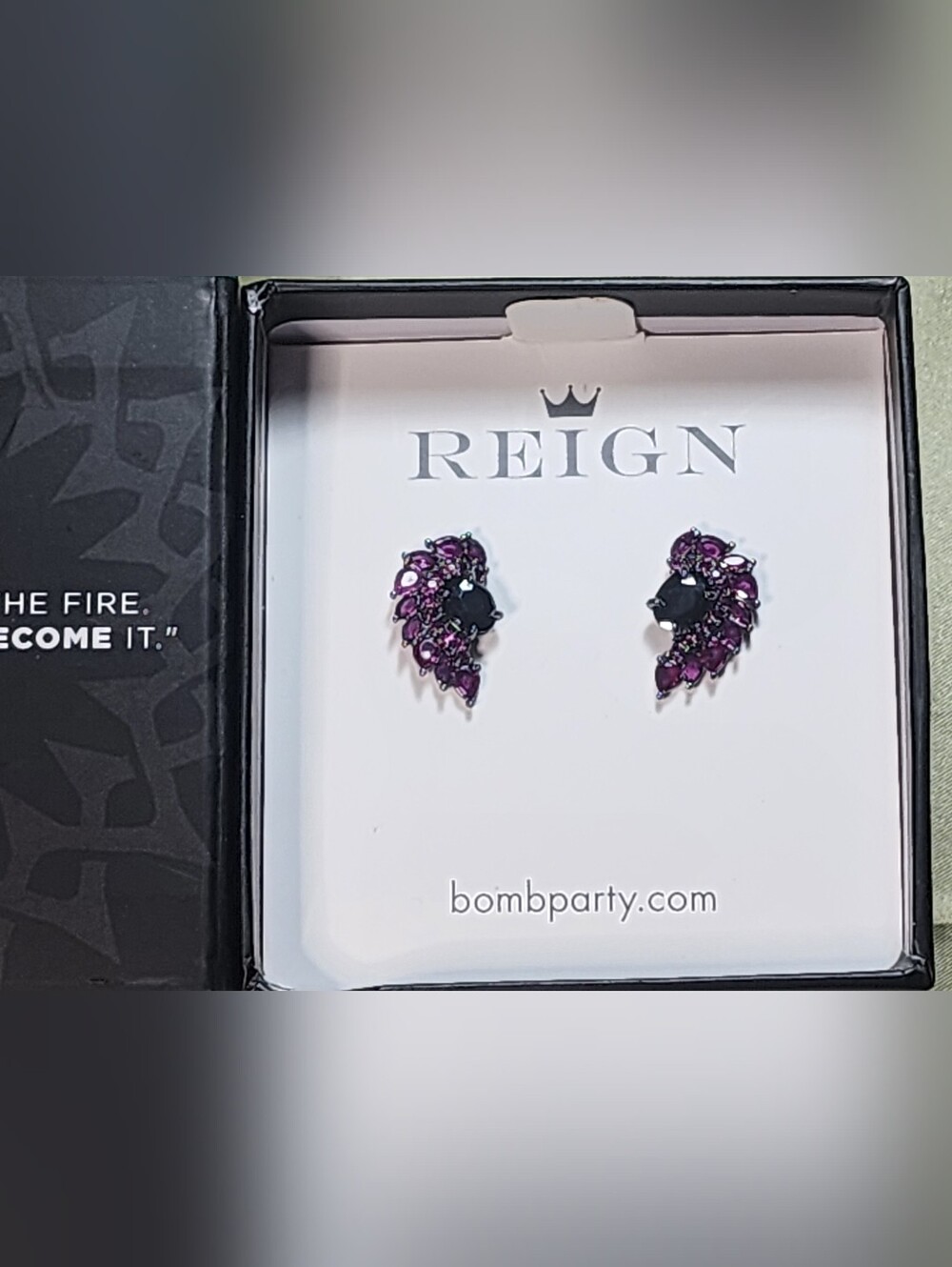 REIGN purple gemstone stud earrings